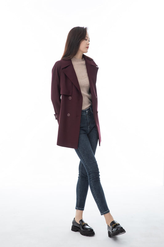 Maroon Trench Coat - SHIMENG