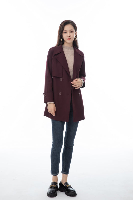 Maroon Trench Coat - SHIMENG