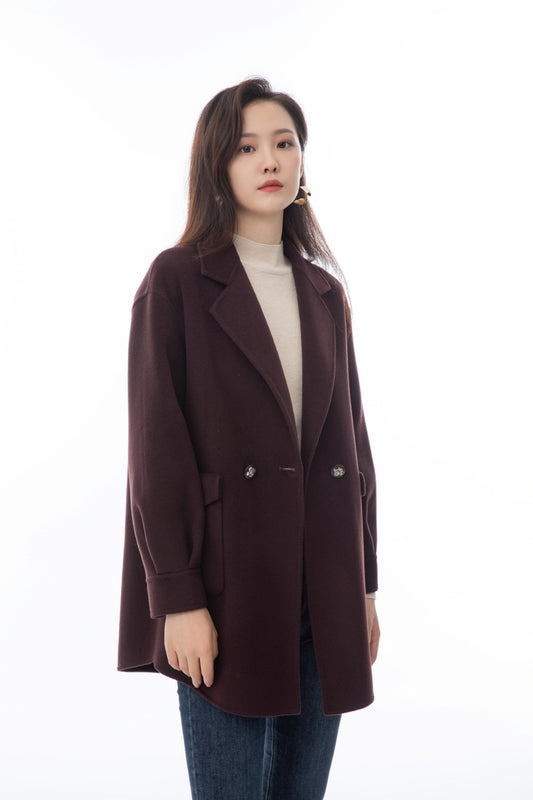 Maroon Wool Trench Coat - SHIMENG