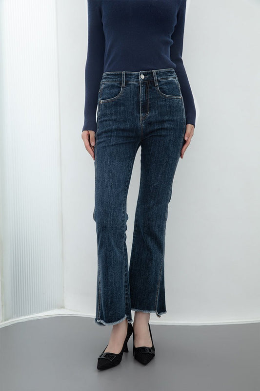 Midnight Blue Boot Cut Jeans - SHIMENG