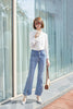 Midnight Blue Bootcut Split Hem Jeans - SHIMENG