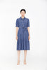 Midnight Blue Denim Dress With Band Pocket - SHIMENG