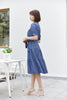 Midnight Blue Denim Dress With Band Pocket - SHIMENG