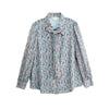 Mist Blue Bow Tie Printed Blouses - SHIMENG