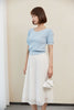 Mist Blue Crop T-shirt Pearl Button - SHIMENG