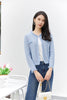 Mist Blue Knit Sweaters Cardigans Crop Top - SHIMENG