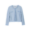 Mist Blue Knit Sweaters Cardigans Crop Top - SHIMENG