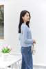 Mist Blue Knit Sweaters Cardigans Crop Top - SHIMENG