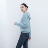 Mist Blue Long Sleeve Wool Hoodie Sweater - SHIMENG