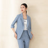 Mist Blue Midi Sleeve Lapel Suit Blazer - SHIMENG