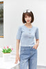 Mist Blue Short Sleeve Metal Button T-Shirt - SHIMENG