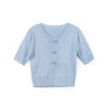 Mist Blue Short Sleeve Metal Button T-Shirt - SHIMENG