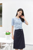 Mist Blue Short Sleeve Metal Button T-Shirt - SHIMENG