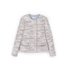 Mist Blue Short Tweed Fray Boucle Jacket - SHIMENG