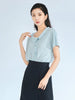 Mist Blue T-shirt One Shoulder - SHIMENG