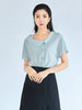 Mist Blue T-shirt One Shoulder - SHIMENG