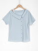 Mist Blue T-shirt One Shoulder - SHIMENG