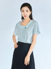 Mist Blue T-shirt One Shoulder - SHIMENG