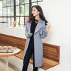 Mist Blue Trench Coats with Metal Buttons - SHIMENG