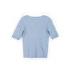 Mist Blue V-Neck Short Sleeve T-shirt - SHIMENG