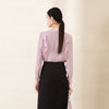 Mist Pink Collar Ruffles V Neck Blouses - SHIMENG