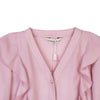 Mist Pink Collar Ruffles V Neck Blouses - SHIMENG