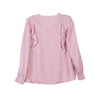 Mist Pink Collar Ruffles V Neck Blouses - SHIMENG