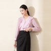 Mist Pink Collar Ruffles V Neck Blouses - SHIMENG