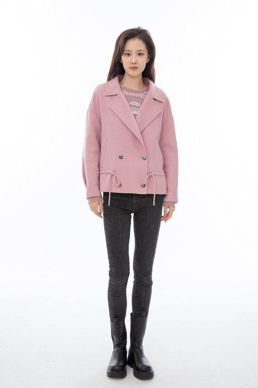 Mist Pink Wool Coat - SHIMENG