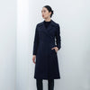 Navy Blue Double Breasted Long Trench Coats - SHIMENG