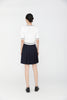Navy Blue High Waist A-line Pleated Skirt - SHIMENG