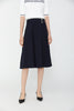 Navy Blue High Waist Flare A-Line Midi Skirt - SHIMENG