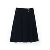 Navy Blue High Waist Flare A-Line Midi Skirt - SHIMENG