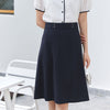 Navy Blue High Waist Midi Skirt - SHIMENG