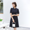 Navy Blue Knitted Slim Midi Dress - SHIMENG