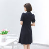 Navy Blue Knitted Slim Midi Dress - SHIMENG