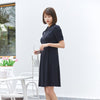 Navy Blue Knitted Slim Midi Dress - SHIMENG