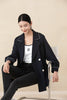 Navy Blue Lapel Waisted Double Breasted Trench Coats - SHIMENG
