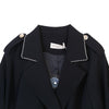 Navy Blue Lapel Waisted Double Breasted Trench Coats - SHIMENG