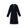 Navy Blue Long Double Breasted Trench Coat - SHIMENG