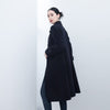 Navy Blue Long Double-breasted Wool Coats - SHIMENG