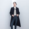 Navy Blue Long Double-breasted Wool Coats - SHIMENG