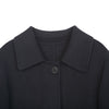 Navy Blue Long Double-breasted Wool Coats - SHIMENG