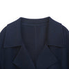 Navy Blue Long Woolen Coats with Belt - SHIMENG