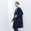 Navy Blue Long Woolen Coats with Belt - SHIMENG