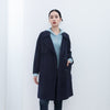 Navy Blue Long Woolen Coats with Belt - SHIMENG