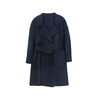 Navy Blue Long Woolen Coats with Belt - SHIMENG