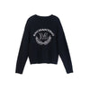 Navy Blue M Pattern Wool Sweater - SHIMENG