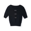 Navy Blue Puff Sleeve Knitted T-shirt - SHIMENG