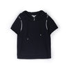 Navy Blue Short Sleeve Hooded Casual T-Shirt - SHIMENG